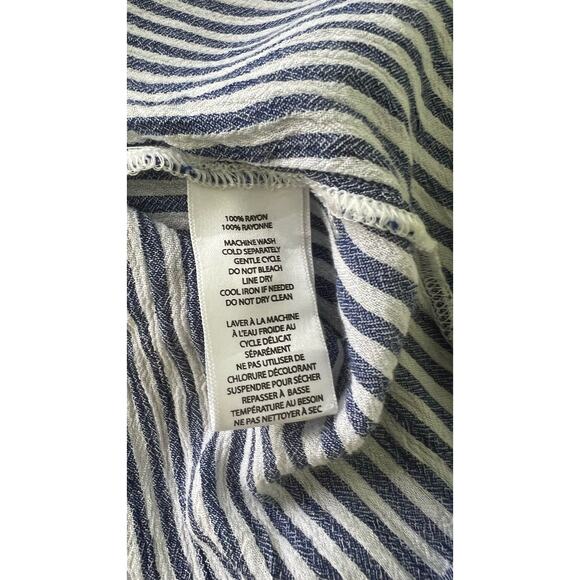 Beach Lunch Lounge Blue & White Striped Shirt Blouse S/P - Picture 10 of 11